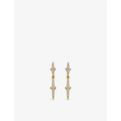 Astley Clarke Womens Luna Light Drop 18ct Yellow-gold Vermeil Plated 925 Sterling Silver And Sapphire Stud Earring