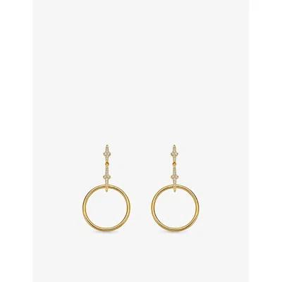 Astley Clarke Womens Luna Light Front Facing 18ct Yellow Gold Vermeil And Sapphire Hoop Earrings