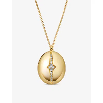 Astley Clarke Womens Luna Light Oval Locket 18ct Yellow-gold Vermeil Plated 925 Sterling Silver And Sapphire Neckl