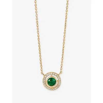 Astley Clarke Womens May Birthstone 14ct Yellow Gold, Emerald And 0.08ct Lab-grown Diamond Pendant Necklac