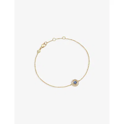 Astley Clarke Womens 14ct Yellow Gold Mini Icon Aura Blue 14ct Yellow-gold, 0.08ct Diamond And 0.23ct Sapphire Bra