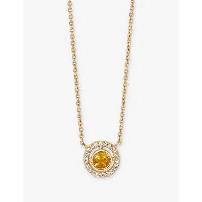 Astley Clarke Womens November Birthstone 14ct Yellow Gold, Citrine And 0.08ct Lab-grown Diamond Pendant Necklac