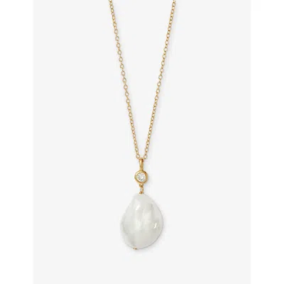 Astley Clarke Womens Pearl 18ct Yellow Gold Vermeil, Pearl And Sapphire Pendant Necklac