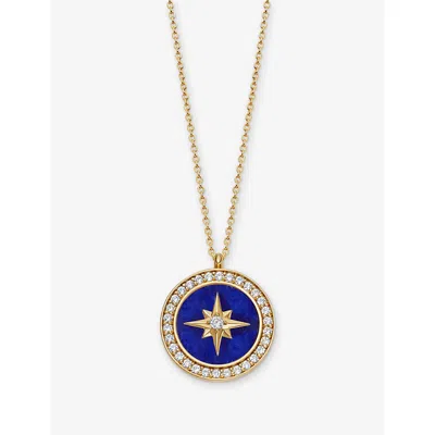 Astley Clarke Womens Polaris Large 18ct Yellow Gold Vermeil And Lapis Locket Necklac