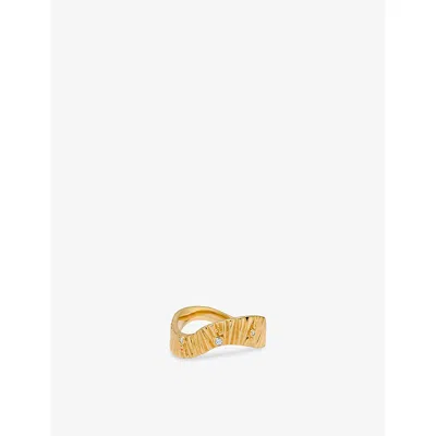 Astley Clarke Womens Raye 18ct Yellow Gold Vermeil And Lab-grown White-sapphire
