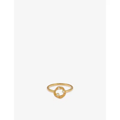 Astley Clarke Womens Raye 18ct Yellow Gold Vermeil And Lab-grown White-sapphire Ring