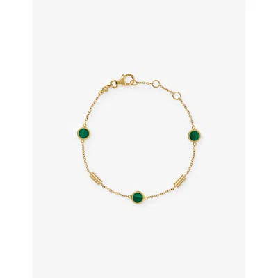 Astley Clarke Womens Stilla 18ct Yellow Gold Vermeil And Malachite Bracelet