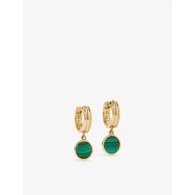 Astley Clarke Womens Stilla 18ct Yellow Gold Vermeil And Malachite Huggie Earrings