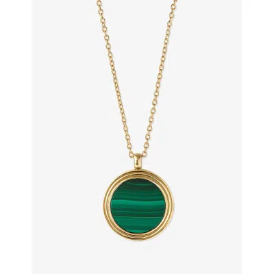 Astley Clarke Womens Stilla 18ct Yellow Gold Vermeil And Malachite Locket Necklac