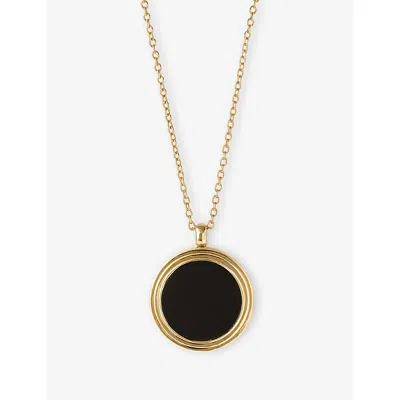 Astley Clarke Womens Stilla 18ct Yellow Gold Vermeil And Onyx Locket Necklac