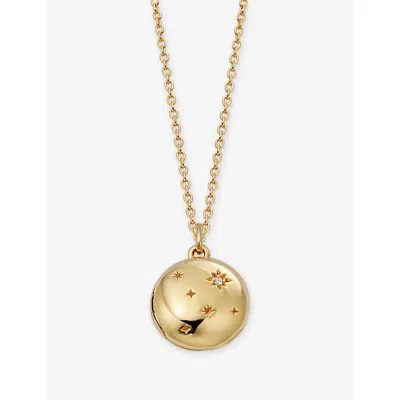 Astley Clarke Womens Tiny Star Mini Biography 18ct Yellow Gold Vermeil And Lab-grown White-sapphire Locket Necklac