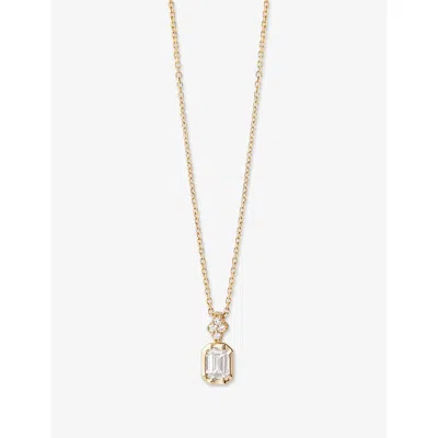 Astley Clarke Womens Yellow Gold Emerald Cut 0.32ct Diamond 14ct Gold Pendant Necklac