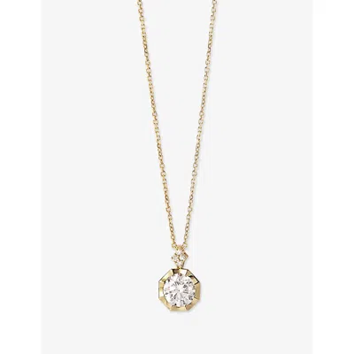 Astley Clarke Womens Yellow Gold Large Solitaire Diamond Pendant Necklac