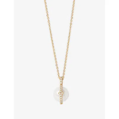 Astley Clarke Womens Yellow Gold Luna 14ct Yellow-gold, 0.062ct Lab-grown Diamond And Freshwater Pearl Pendant Nec