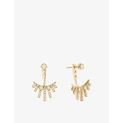 Astley Clarke Womens Yellow Gold Rising Sun 14ct Yellow-gold And 0.375ct Diamond Jacket Stud Earrings