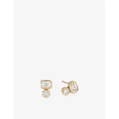Astley Clarke Womens Yellow Gold Toi Et Moi 14ct Gold And Lab-grown Diamond Stud Earrings
