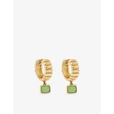 Astley Clarke Womens Yellow Gold Vermeil Aurora Ridge 18ct Gold Vermeil And Chalcedony Drop Huggie Earrings