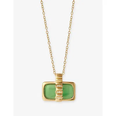 Astley Clarke Womens Yellow Gold Vermeil Aurora Ridge 18ct Gold Vermeil And Chalcedony Landscape Necklac