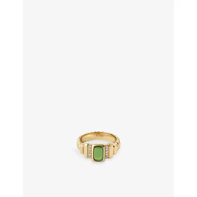 Astley Clarke Womens Yellow Gold Vermeil Aurora Ridge 18ct Gold Vermeil And Chalcedony Ring