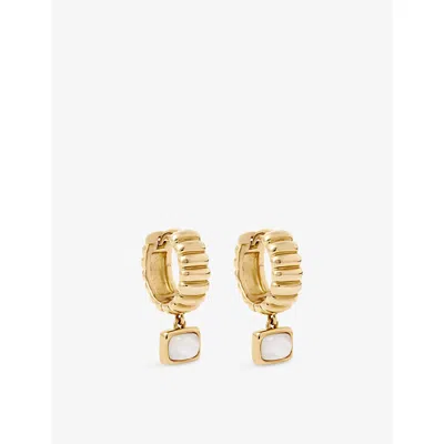 Astley Clarke Womens Yellow Gold Vermeil Aurora Ridge 18ct Gold Vermeil And Mother Of Pearl Drop Huggie Earrings