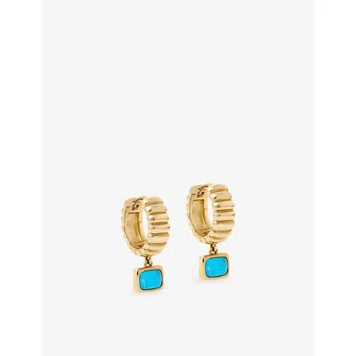 Astley Clarke Womens Yellow Gold Vermeil Aurora Ridge 18ct Gold Vermeil And Turquoise Drop Huggie Earrings