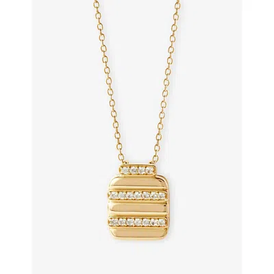 Astley Clarke Womens Yellow Gold Vermeil Aurora Ridge Locket 18ct Gold Vermeil And Sapphire Pendant Necklac