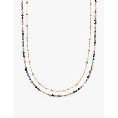 Astley Clarke Womens Yellow Gold Vermeil Biography Multi Gemstone 18ct Gold Vermeil Necklac