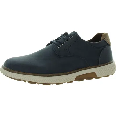 Aston Marc Anson Mens Faux Leather Lace-up Oxfords In Blue