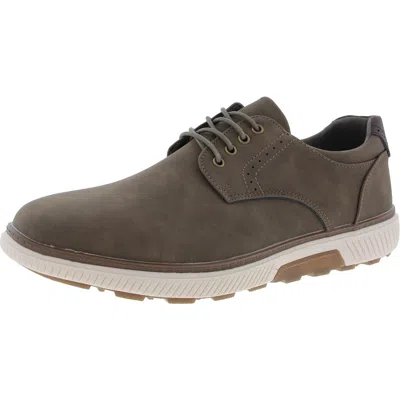 Aston Marc Anson Mens Faux Leather Lace-up Oxfords In Brown