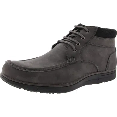 Aston Marc Hertel Mens Lace-up Faux Leather Chukka Boots In Grey