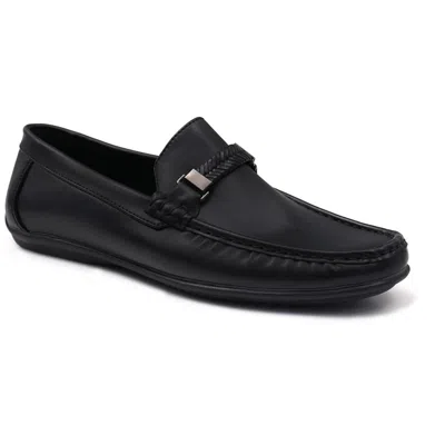Aston Marc Madrid Mens Solid Faux Leather Loafers In Black