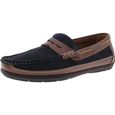 Aston Marc Mens Faux Leather Flat Loafers In Blue