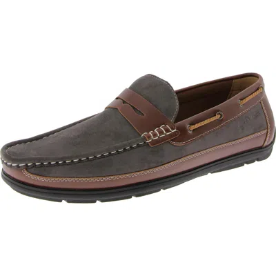 Aston Marc Mens Faux Leather Flat Loafers In Grey