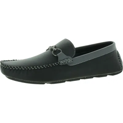 Aston Marc Mens Faux Leather Slip-on Driving Moccasins In Black