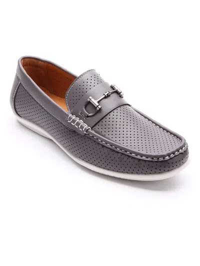 Aston Marc Mens Faux Leather Slip-on Loafers In Navy