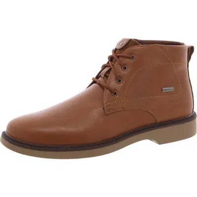 Aston Marc Morken Mens Lace-up Faux Leather Chukka Boots In Brown