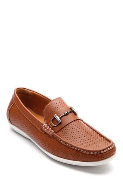 Aston Marc Perforated Bit Loafer In Tan