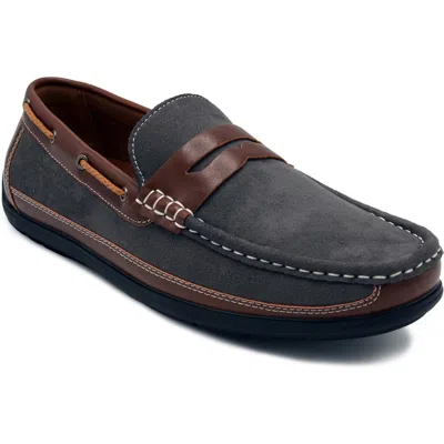 Aston Marc Two-tone Penny Loafer In Grey