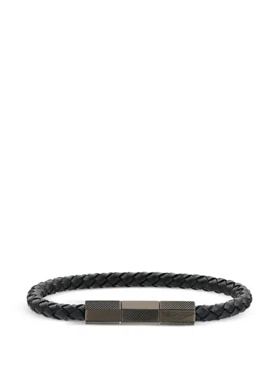 Aston Martin Braided Leather Bracelet In Black