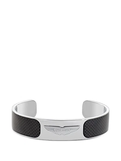Aston Martin Carbon-fibre Logo-plaque Bangle In Metallic