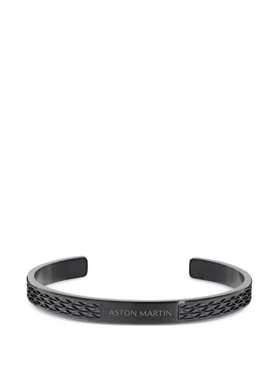 Aston Martin Engraved Brushed-metal Bracelet In Black