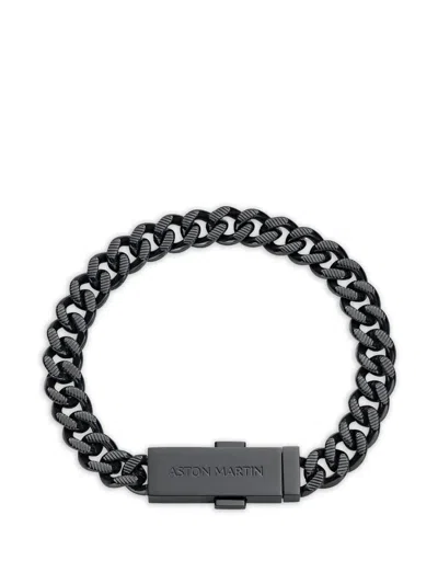 Aston Martin Knurled Gourmette Bracelet In Black