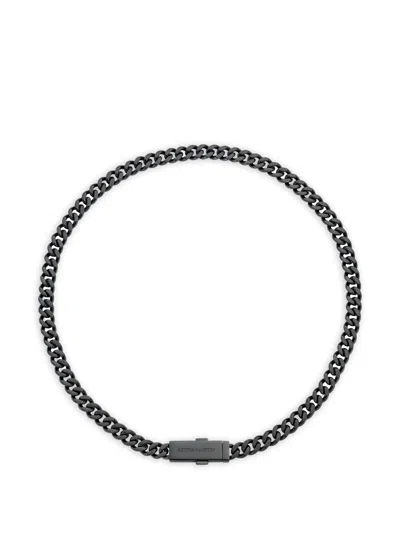 Aston Martin Knurled Gourmette Necklace In Black