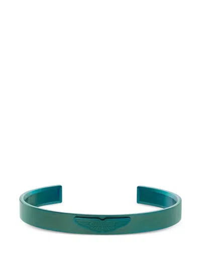 Aston Martin Logo-engraved Brushed Bangle In Green