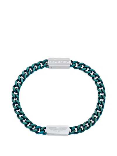 Aston Martin Logo-plaque Chain Bracelet In Green