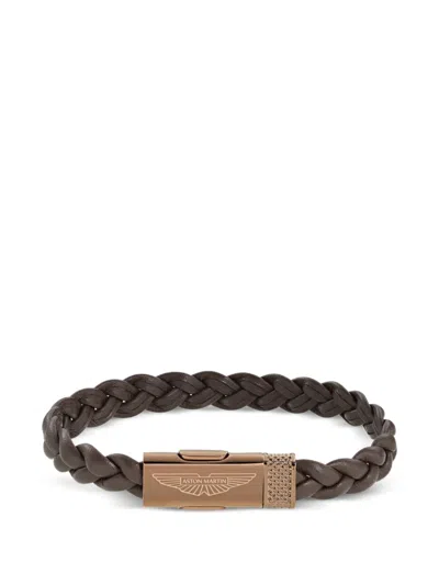 Aston Martin Watches Braided Leather Bracelet In Brown