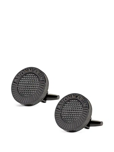 Aston Martin Watches Logo Round Cufflinks In Black