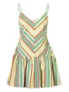 Aston Studio Agatha Striped Ruffled Mini Dress In Multi