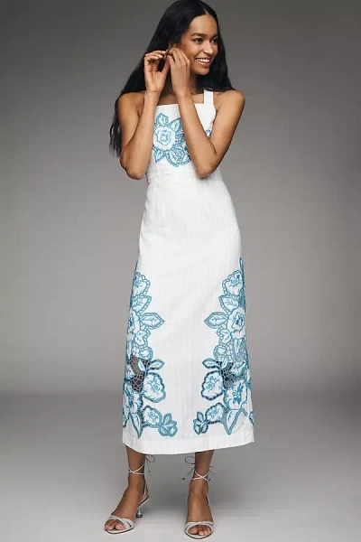 Aston Studio Aria Square-neck Linen-blend Maxi Dress In Multi