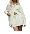 Aston Studio Buddy Stripe Long Sleeve Shirt In Buttermilk In Neutral